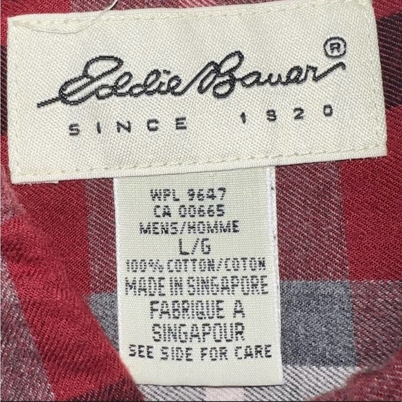 Eddie Bauer Men's Red Black 100% Cotton Oversized Flannel Shirt  / Shacket Large - Picture 5 of 7